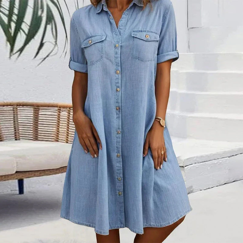 Robe à manches courtes jean